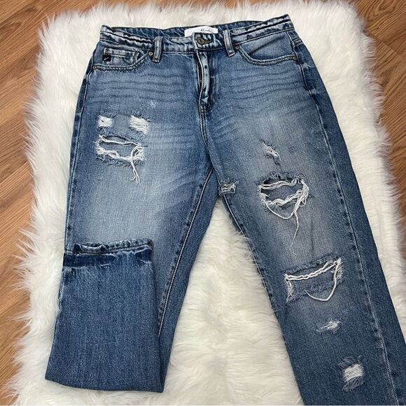 KanCan Distressed Boyfriend Jeans Light Wash 3 - Picture 3 of 5